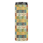 Retro Nautic Modern Anchor Pattern Thermosbecher (Rückseite)