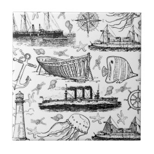 Retro-Nautic-Muster Fliese