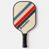 Retro Nautic Rainbow mit Name Pickleball Schläger (Vorderseite)