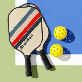 Retro Nautic Rainbow mit Name Pickleball Schläger