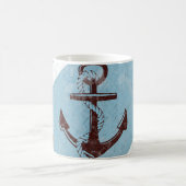 Retro Nautical Anchor Red Blue Grunge erschüttert Kaffeetasse (Mittel)