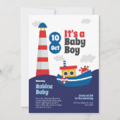 Retro Nautical Baby Shower Einladung (Vorderseite)