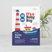 Retro Nautical Baby Shower Einladung (Stehend Vorderseite)