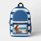 Retro Nautical Navy Stricked Artistic Bedruckter Rucksack (Vorderseite)