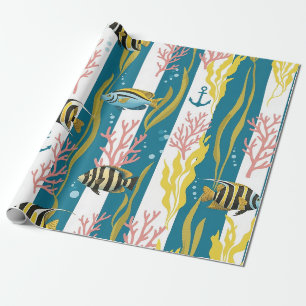Retro-nautisches Aquarellmuster (14) Geschenkpapier