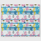Retro-nautisches Aquarellmuster (2) Geschenkpapier (Flach)
