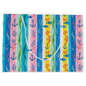 Retro-nautisches Aquarellmuster (4) Große Geschenktüte (Rückseite)