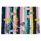 Retro-nautisches Aquarellmuster (7) Große Geschenktüte (Vorderseite)