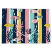 Retro-nautisches Aquarellmuster (7) Große Geschenktüte (Rückseite)