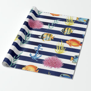Retro-nautisches Aquarellmuster (8) Geschenkpapier