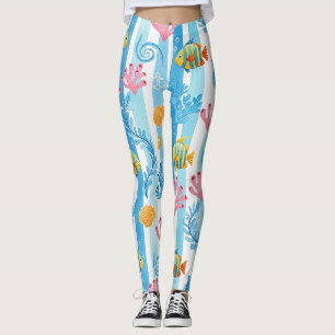 Retro-nautisches Wasserfarbmuster (11) Leggings