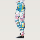 Retro-nautisches Wasserfarbmuster (2) Leggings (Links)
