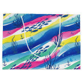 Retro-nautisches Wasserfarbmuster (3) Große Geschenktüte (Rückseite)