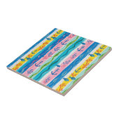 Retro-nautisches Wasserfarbmuster (4) Fliese (Seite)