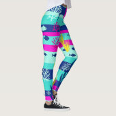 Retro-nautisches Wasserfarbmuster (5) Leggings (Rechts)