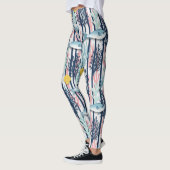 Retro-nautisches Wasserfarbmuster (6) Leggings (Links)