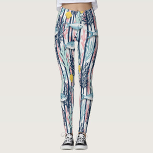 Retro-nautisches Wasserfarbmuster (6) Leggings