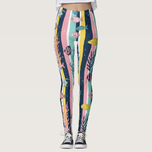 Retro-nautisches Wasserfarbmuster (7) Leggings