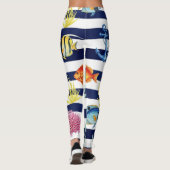 Retro-nautisches Wasserfarbmuster (8) Leggings (Rückseite)