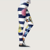 Retro-nautisches Wasserfarbmuster (8) Leggings (Rechts)
