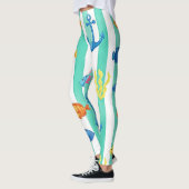 Retro-nautisches Wasserfarbmuster (9) Leggings (Links)