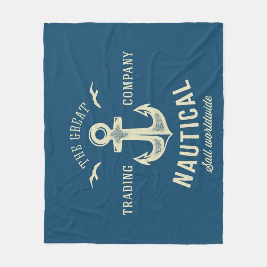 Retro nautischlogo fleecedecke (Vorderseite)