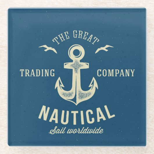 Retro nautischlogo glasuntersetzer (Vorderseite)