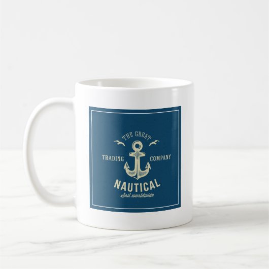 Retro nautischlogo kaffeetasse (Links)