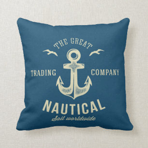 Retro nautischlogo kissen