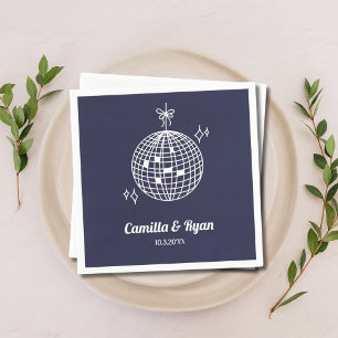 Retro Navy Blue Disco Hochzeitsdekor Napkins Serviette