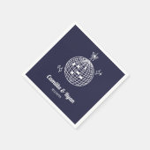 Retro Navy Blue Disco Hochzeitsdekor Napkins Serviette (Ecke)