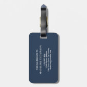 Retro Navy Blue Geometric Modern Monogram Gepäckanhänger (Rückseite vertikal)