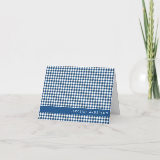 Retro Navy Blue Gingham Karierter Personalisierter (Vorderseite)