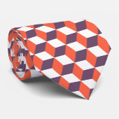 Retro Navy Blue Red Cube Modernes geometrisches Mu Krawatte (Gerollt)