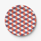 Retro Navy Blue Red Cube Modernes geometrisches Mu Pappteller (Vorderseite)