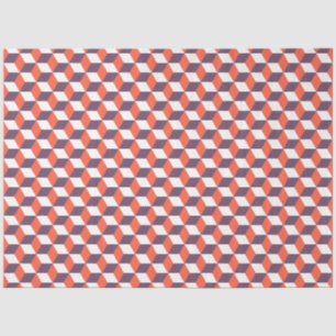 Retro Navy Blue Red Cube Modernes geometrisches Mu Seidenpapier