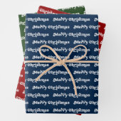 Retro Navy Blue, Red Green & White Frohe Weihnacht Geschenkpapier Set (Beispiel)