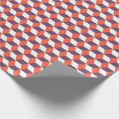 Retro Navy Blue Red White Cube Modern Geometric Geschenkpapier (Ecke)