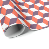 Retro Navy Blue Red White Cube Modern Geometric Geschenkpapier (Rolleneckpunkt)