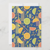 Retro Navy Blue Summer Citrus Fruit Birthday Einladung (Rückseite)