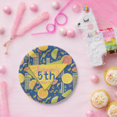 Retro Navy Blue Summer Citrus Fruit Birthday Pappteller (Party)