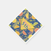 Retro Navy Blue Summer Citrus Fruit Birthday Serviette (Ecke)