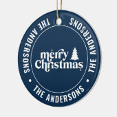 Retro Navy Blue Weihnachten Moderne Minimal einzig Keramik Ornament (Links)