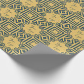 Retro Navy Brown Muster Custom Business Logo Geschenkpapier (Ecke)