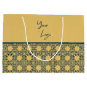 Retro Navy Brown Muster Custom Business Logo Große Geschenktüte (Rückseite)