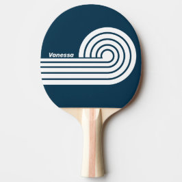 Retro Navy Dual Curl Streifen mit Namen Tischtennis Schläger