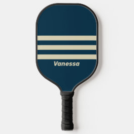 Retro Navy fade drei durch Streifen mit Namen Pickleball Schläger