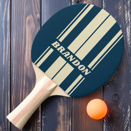 Retro Navy Fade Dualboard Streifen mit Namen Tischtennis Schläger
