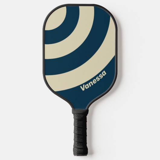 Retro Navy Fade Three Circle Strike mit Namen Pickleball Schläger (Vorderseite)