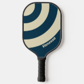 Retro Navy Fade Three Circle Strike mit Namen Pickleball Schläger (Rückseite)